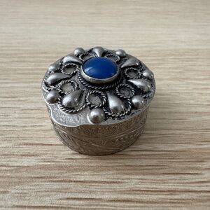 Middle Eastern Metal Box Decorated with a Stone